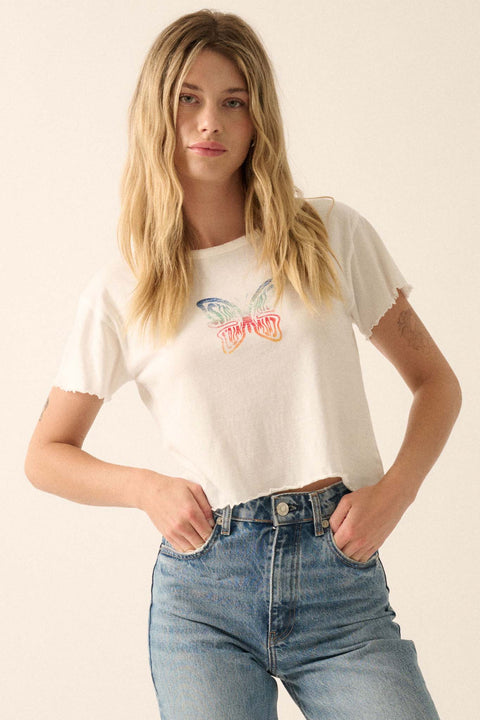 Stay Calm Rainbow Butterfly Graphic Baby Tee - ShopPromesa