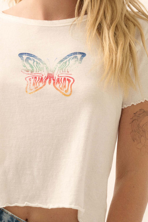 Stay Calm Rainbow Butterfly Graphic Baby Tee - ShopPromesa