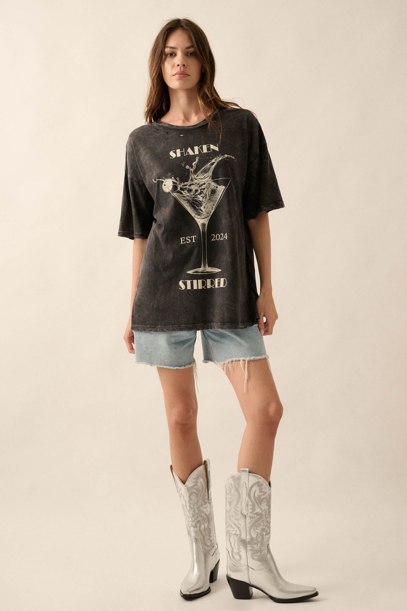 Shaken & Stirred Martini Distressed Graphic Tee - ShopPromesa