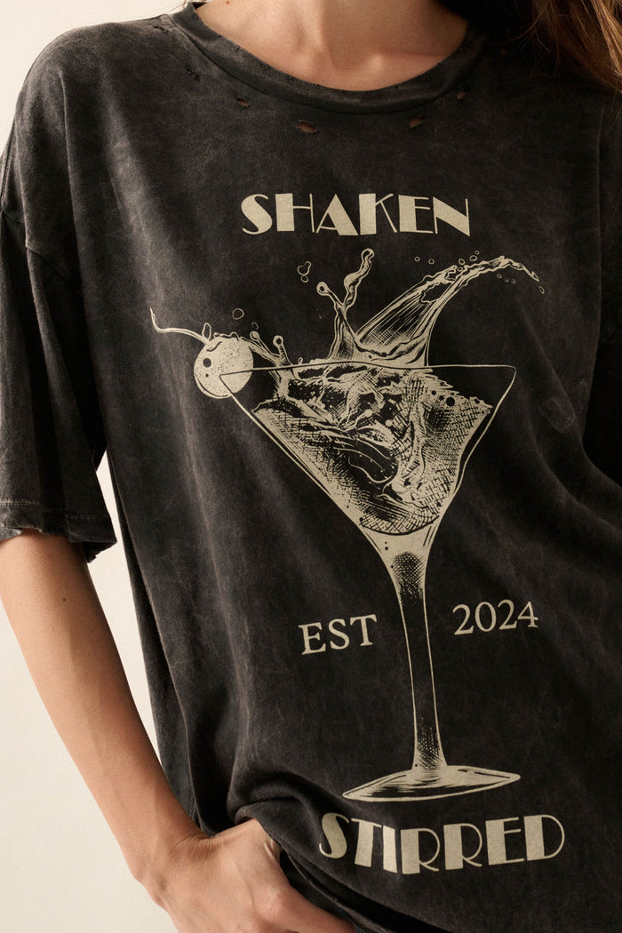 Shaken & Stirred Martini Distressed Graphic Tee - ShopPromesa