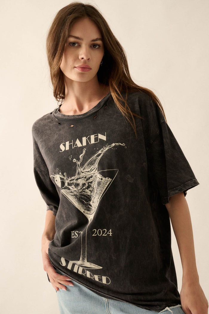 Shaken & Stirred Martini Distressed Graphic Tee - ShopPromesa