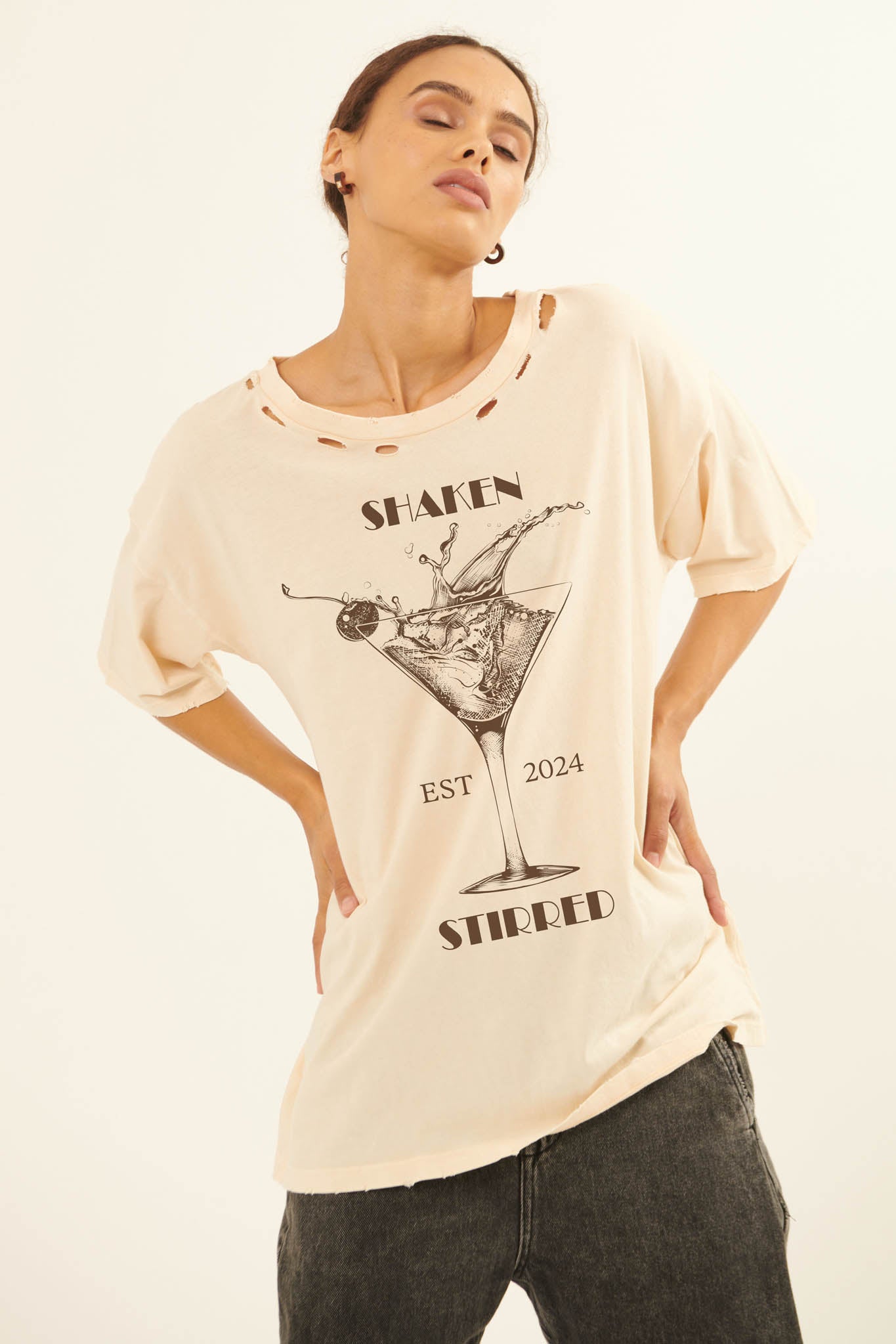 Shaken & Stirred Martini Distressed Graphic Tee - ShopPromesa