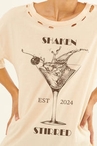 Shaken & Stirred Martini Distressed Graphic Tee - ShopPromesa