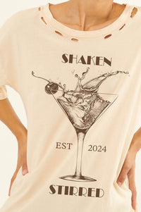 Shaken & Stirred Martini Distressed Graphic Tee - ShopPromesa