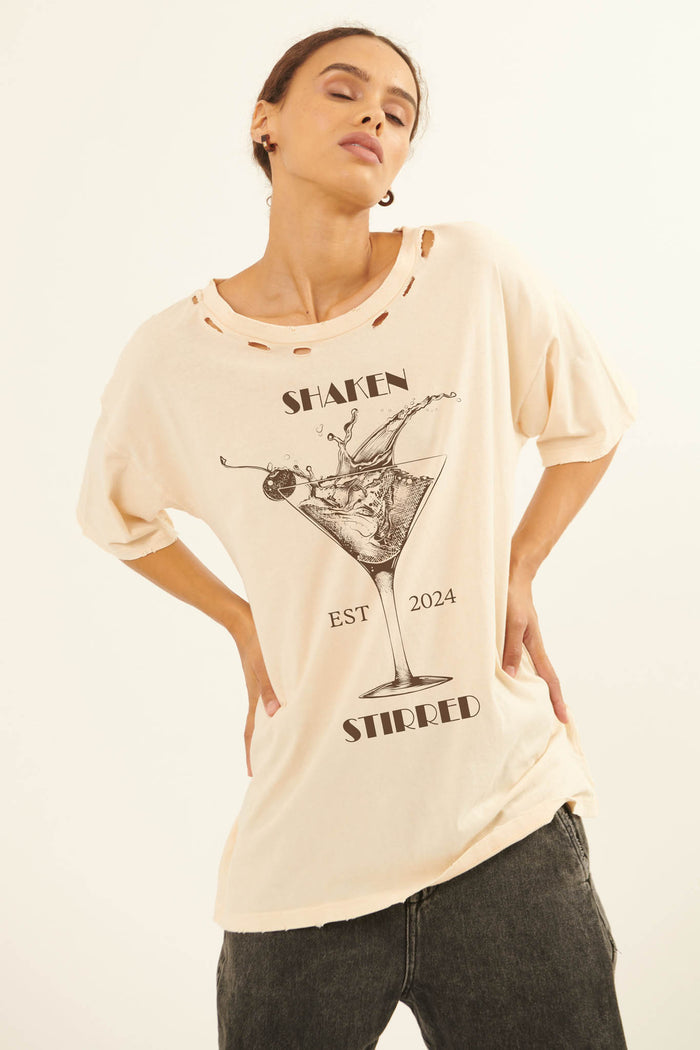 Shaken & Stirred Martini Distressed Graphic Tee - ShopPromesa