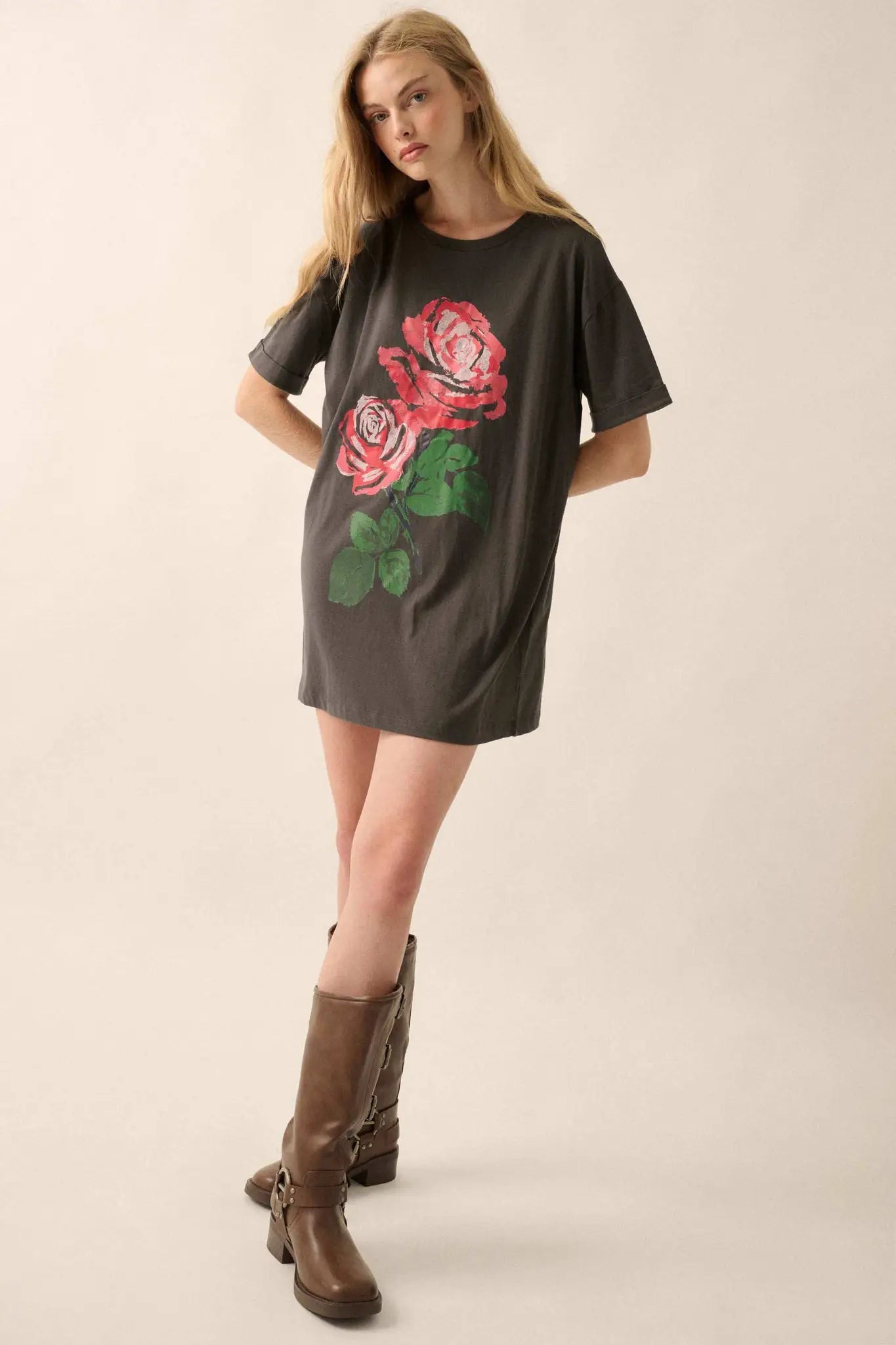 Still a Rose Oversize Vintage-Print Graphic Tee - ShopPromesa