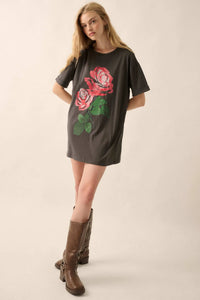 Still a Rose Oversize Vintage-Print Graphic Tee - ShopPromesa