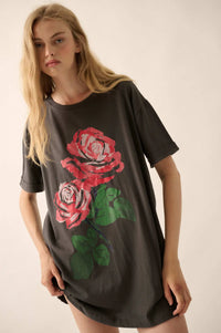 Still a Rose Oversize Vintage-Print Graphic Tee - ShopPromesa