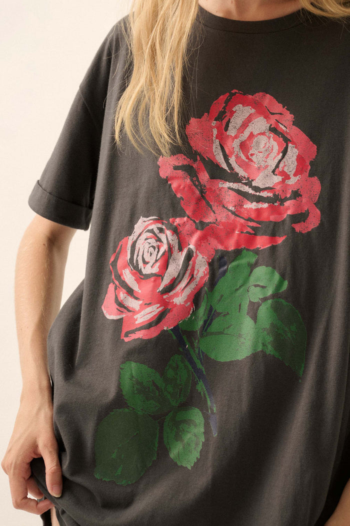 Still a Rose Oversize Vintage-Print Graphic Tee - ShopPromesa