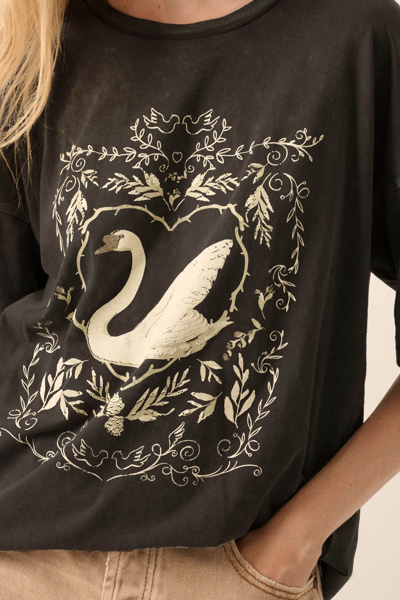 Swan Lake Oversize Vintage-Wash Graphic Tee