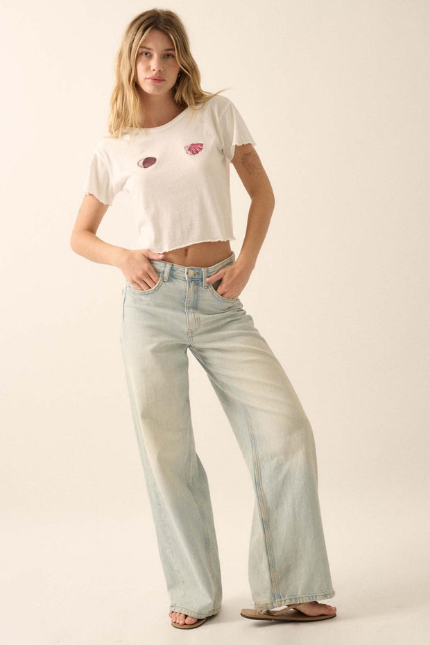 For the Shell of It Cropped Graphic Baby Tee - ShopPromesa