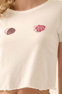 For the Shell of It Cropped Graphic Baby Tee - ShopPromesa