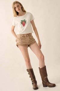 Magic Strawberry Cropped Graphic Baby Tee - ShopPromesa