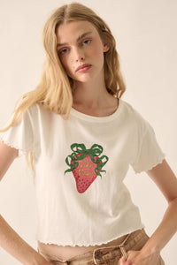 Magic Strawberry Cropped Graphic Baby Tee - ShopPromesa