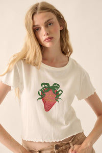 Magic Strawberry Cropped Graphic Baby Tee - ShopPromesa