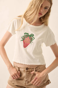 Magic Strawberry Cropped Graphic Baby Tee - ShopPromesa