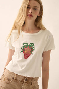 Magic Strawberry Cropped Graphic Baby Tee - ShopPromesa