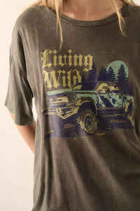 Living Wild Vintage-Wash Pickup Truck Graphic Tee - ShopPromesa