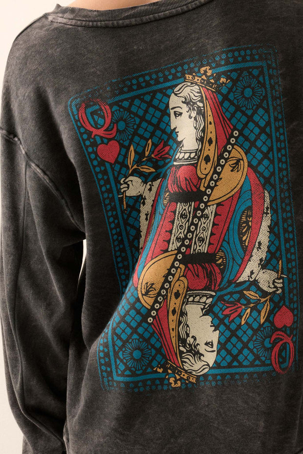 Queen of Hearts Back-Print Graphic Sweatshirt - ShopPromesa