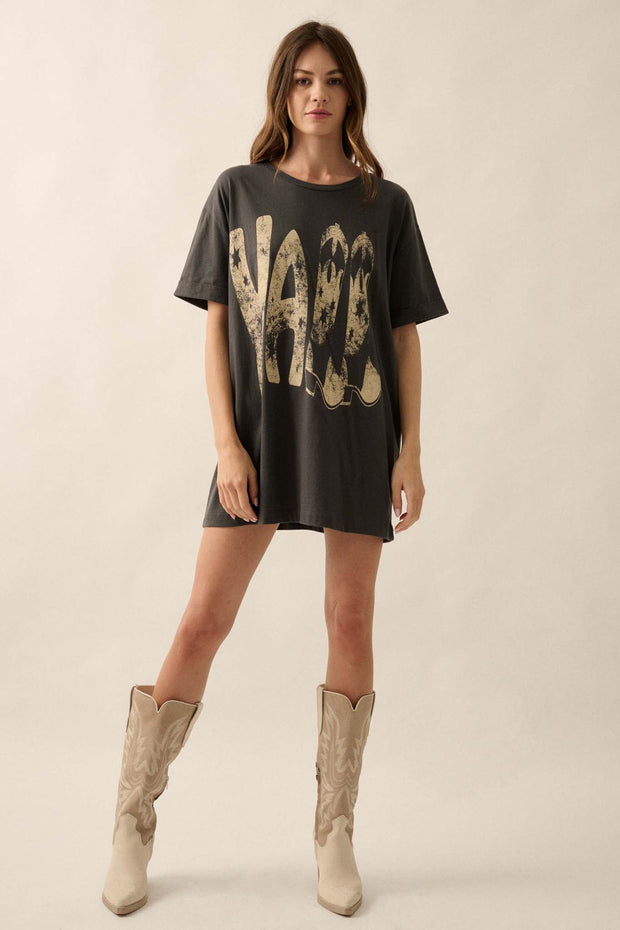 Y'all Cowboy Boots Oversize Cuffed Graphic Tee - ShopPromesa