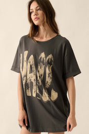 Y'all Cowboy Boots Oversize Cuffed Graphic Tee - ShopPromesa