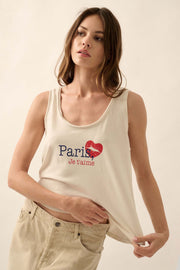 Paris Je T'aime Raw-Edge Graphic Tank top - ShopPromesa