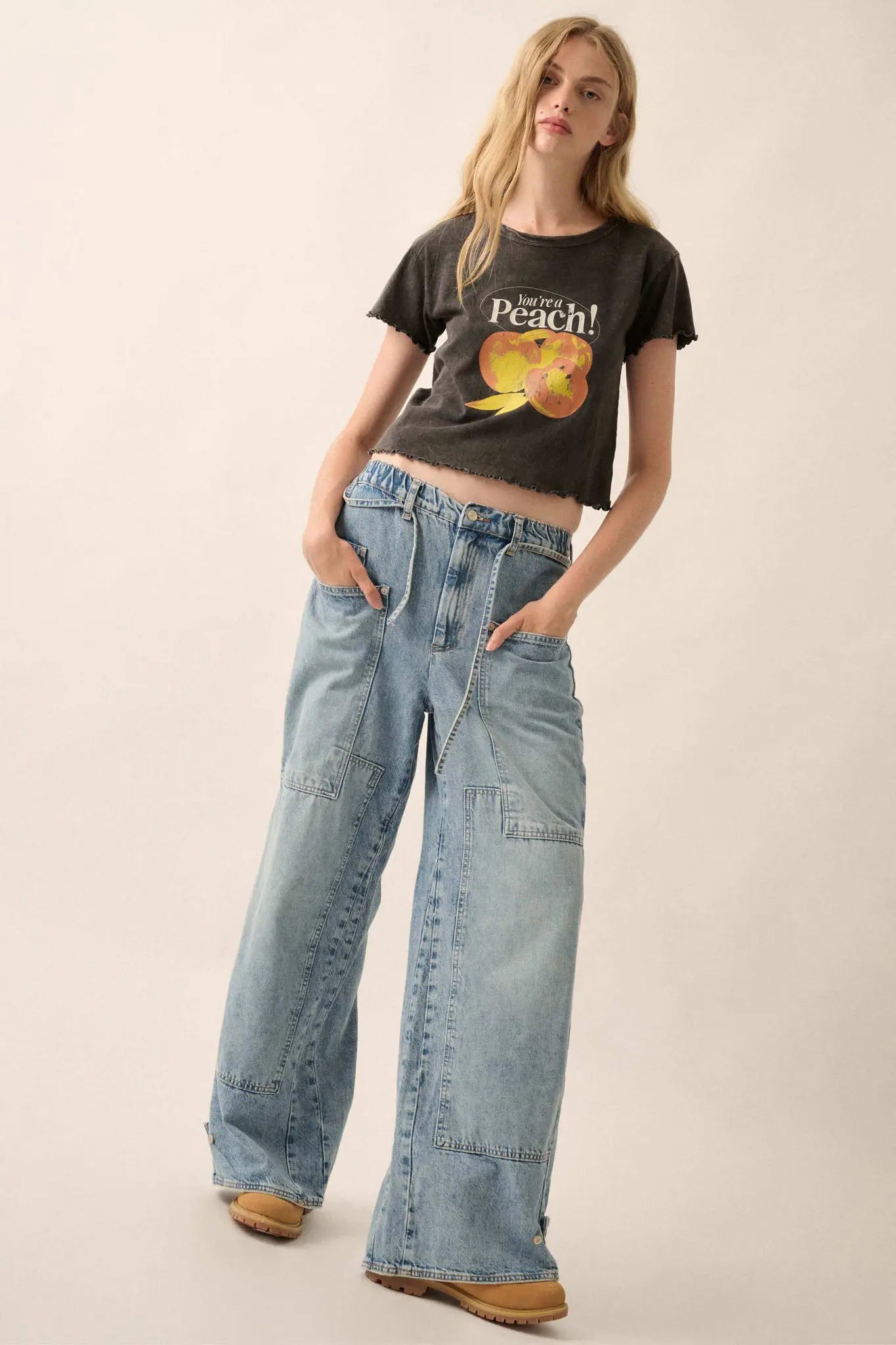 You're a Peach Cropped Graphic Baby Tee - ShopPromesa