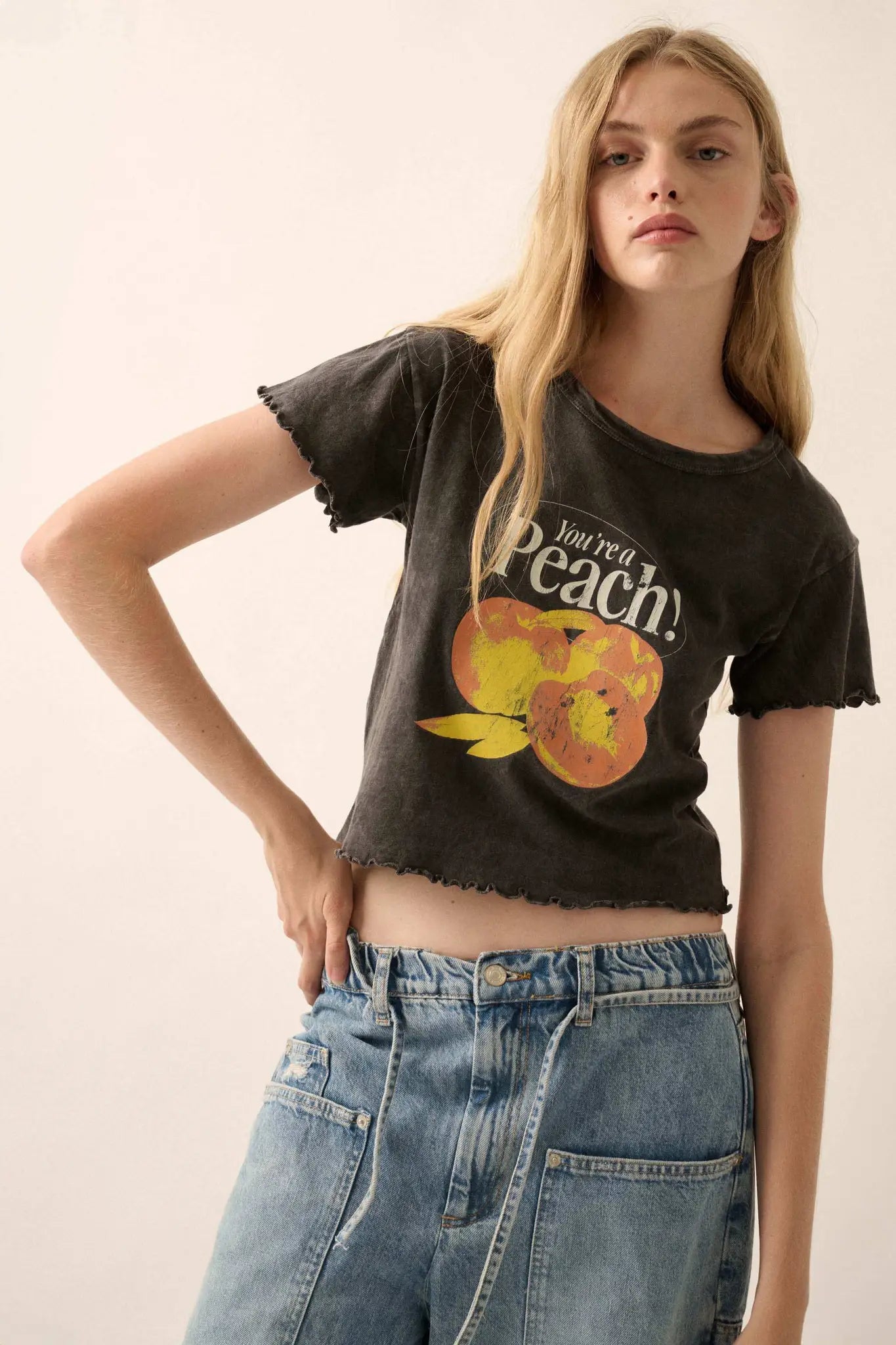You're a Peach Cropped Graphic Baby Tee - ShopPromesa