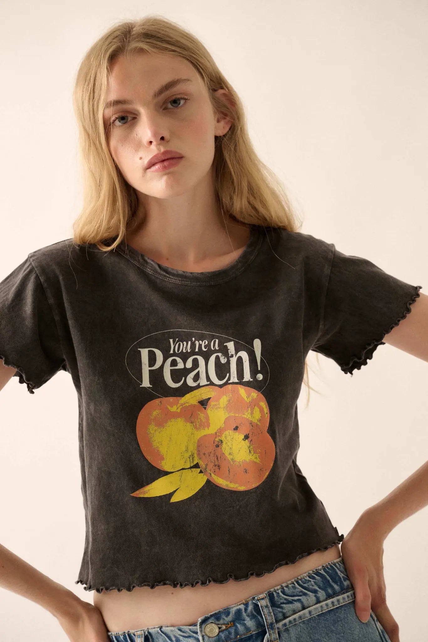 You're a Peach Cropped Graphic Baby Tee - ShopPromesa