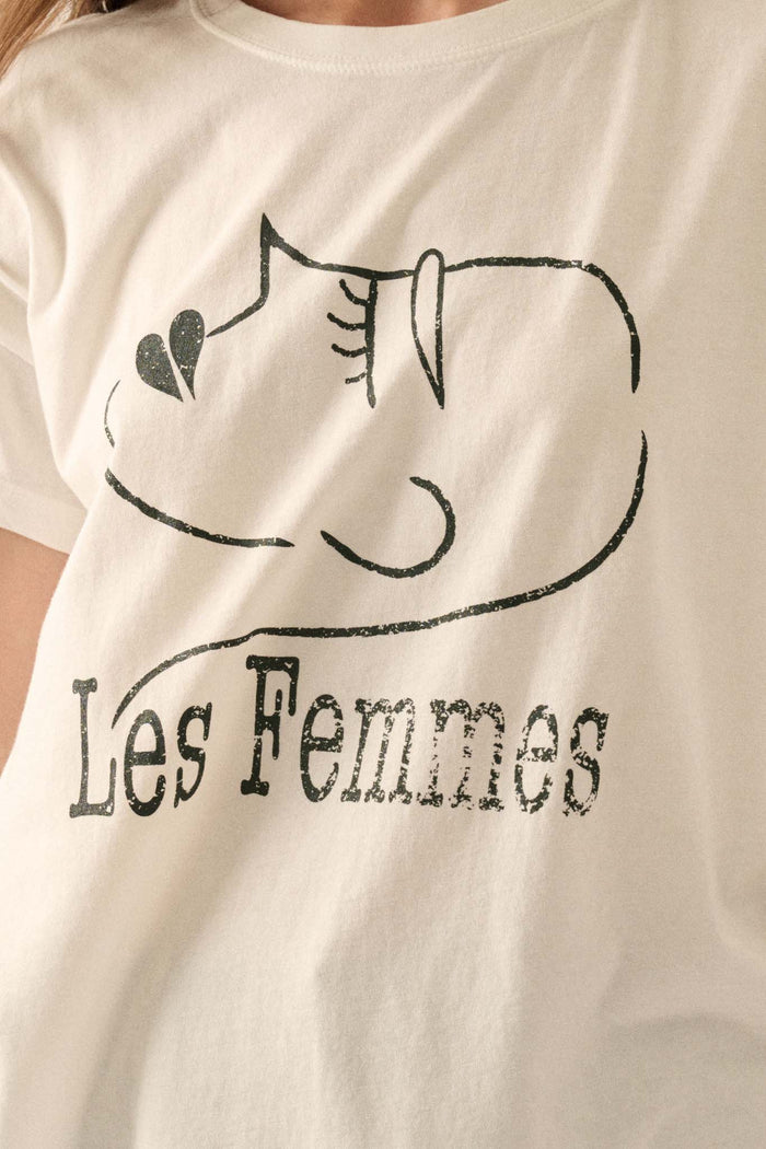 Les Femmes Vintage-Print Graphic Tee - ShopPromesa