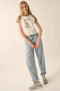 Los Angeles Tiger Cropped Raglan Graphic Baby Tee - ShopPromesa