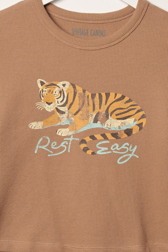 Rest Easy Tiger Thermal Graphic Baby Tee - ShopPromesa