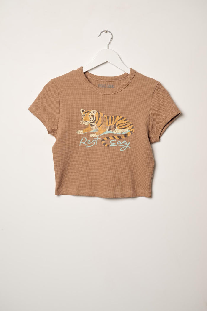 Rest Easy Tiger Thermal Graphic Baby Tee - ShopPromesa