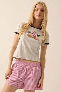 LA Vibes Vintage-Print Graphic Ringer Tee - ShopPromesa