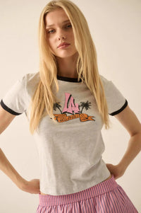LA Vibes Vintage-Print Graphic Ringer Tee - ShopPromesa