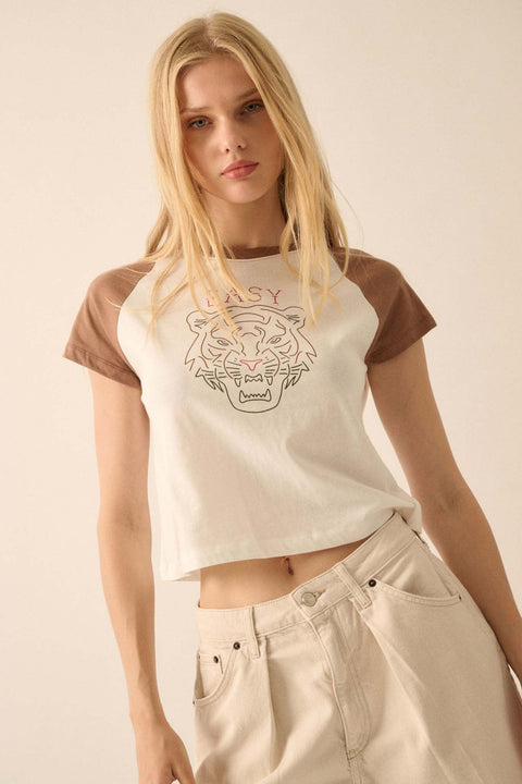 Easy Tiger Cropped Raglan Graphic Baby Tee - ShopPromesa