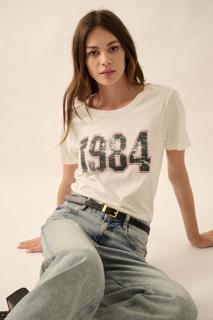 1984 Vintage-Print Varsity Graphic Tee - ShopPromesa