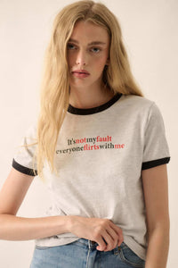 It's Not My Fault Vintage-Print Graphic Ringer Tee - ShopPromesa
