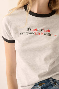 It's Not My Fault Vintage-Print Graphic Ringer Tee - ShopPromesa