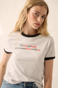 It's Not My Fault Vintage-Print Graphic Ringer Tee - ShopPromesa