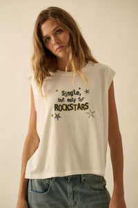 Rockstars Only Distressed Sleeveless Graphic Tee - ShopPromesa