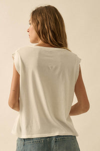 Rockstars Only Distressed Sleeveless Graphic Tee - ShopPromesa