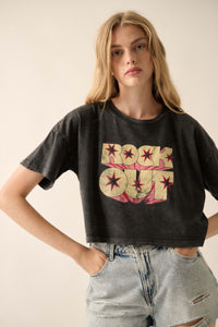 Rock Out Cropped Vintage-Wash Graphic Tee - ShopPromesa