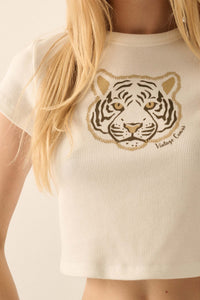 Tender Tiger Cropped Thermal Graphic Baby Tee - ShopPromesa