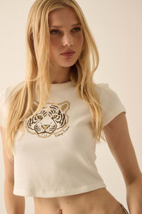 Tender Tiger Cropped Thermal Graphic Baby Tee - ShopPromesa