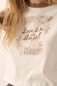 Love Like an Angel Cropped Ragan Graphic Baby Tee - ShopPromesa