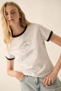 Liberty for All Vintage-Print Graphic Ringer Tee - ShopPromesa