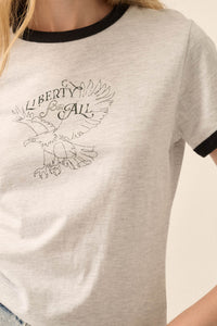 Liberty for All Vintage-Print Graphic Ringer Tee - ShopPromesa