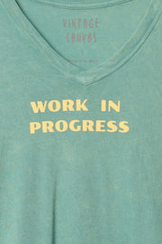 Work in Progress Vintage-Wash V-Neck Graphic Tee - ShopPromesa