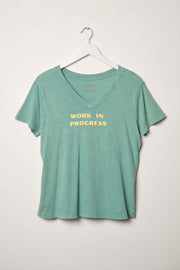 Work in Progress Vintage-Wash V-Neck Graphic Tee - ShopPromesa